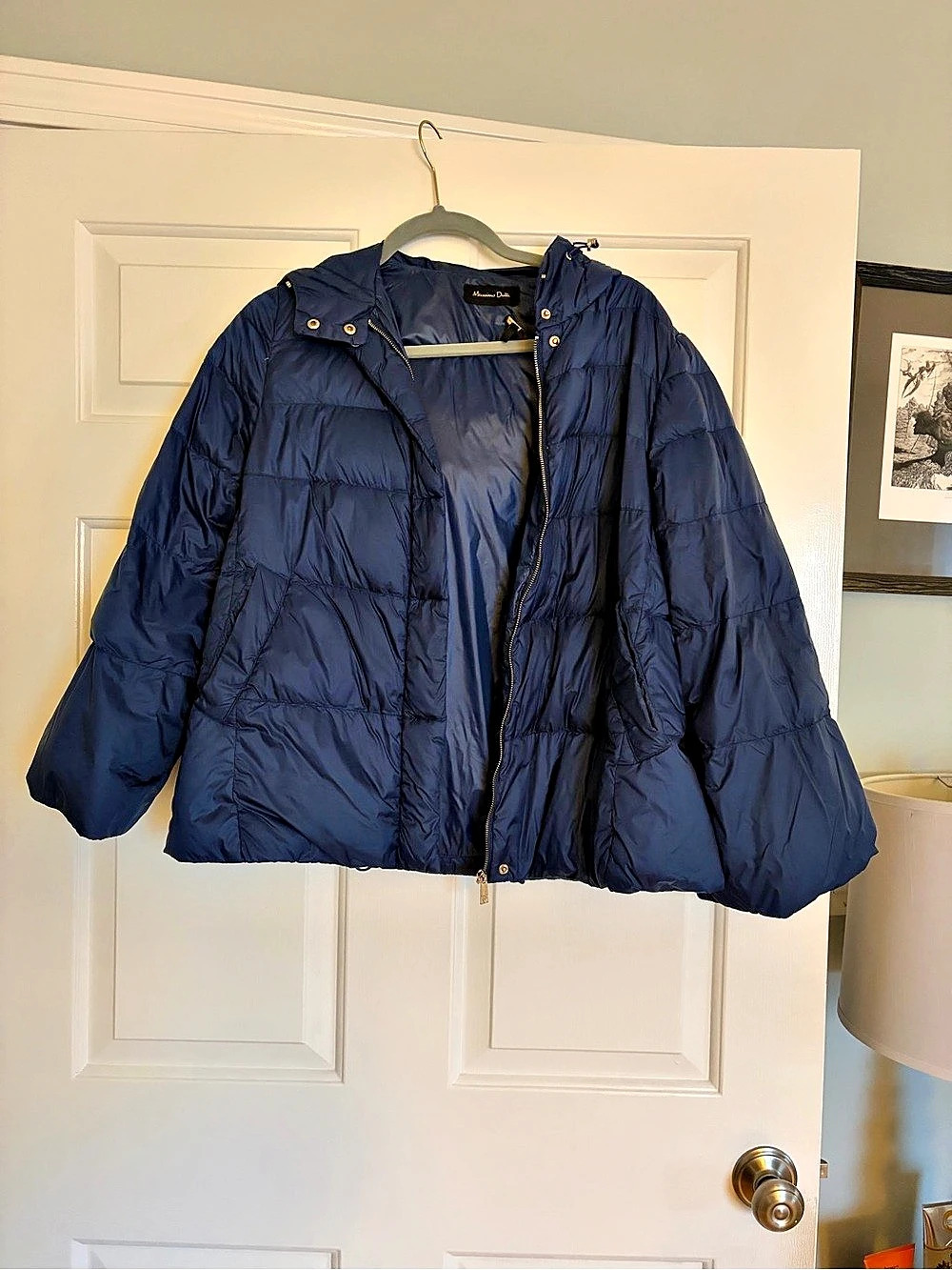 Massimo Dutti Puffer Jacket in Blue Size Medium Like New
